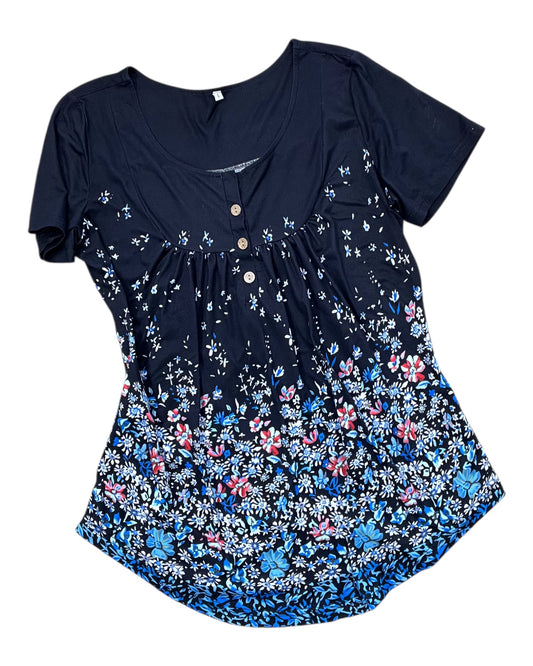 Top Ss By Clothes Mentor In Black & Blue, Size:L