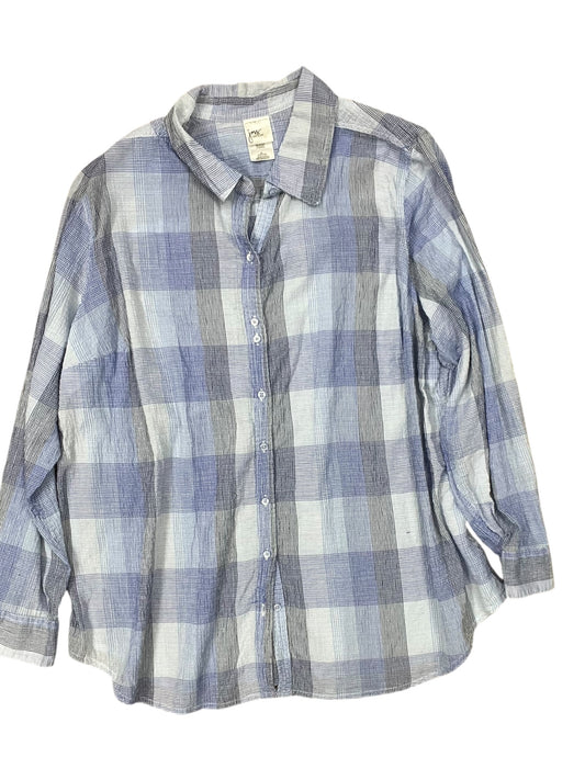 Blouse Ls By Just My Size In Blue, Size:3X