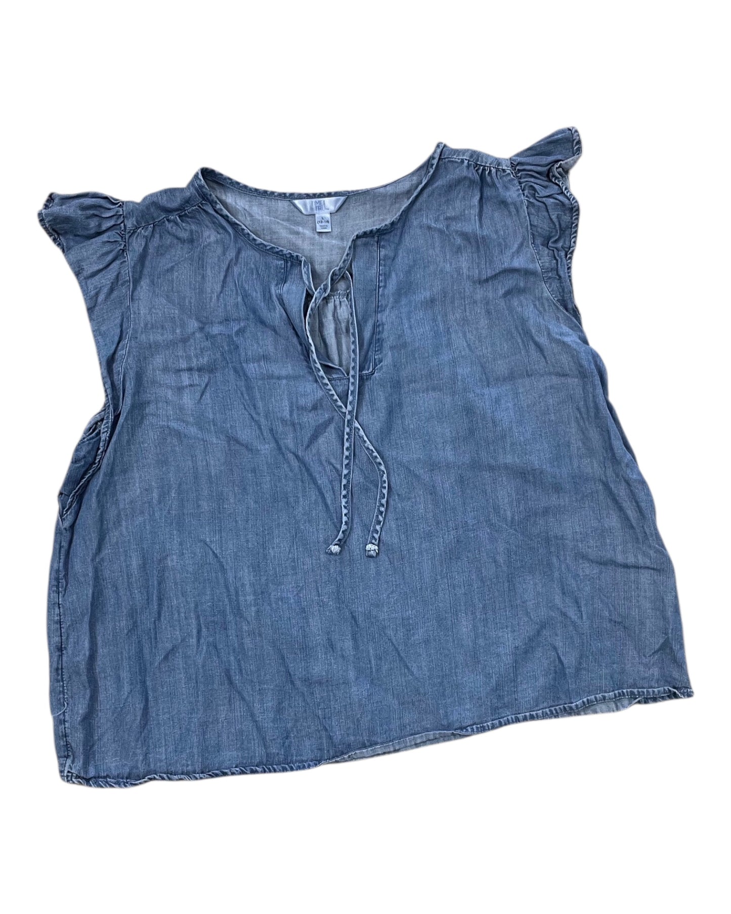 Top Ss By Time And Tru In Blue Denim, Size:L