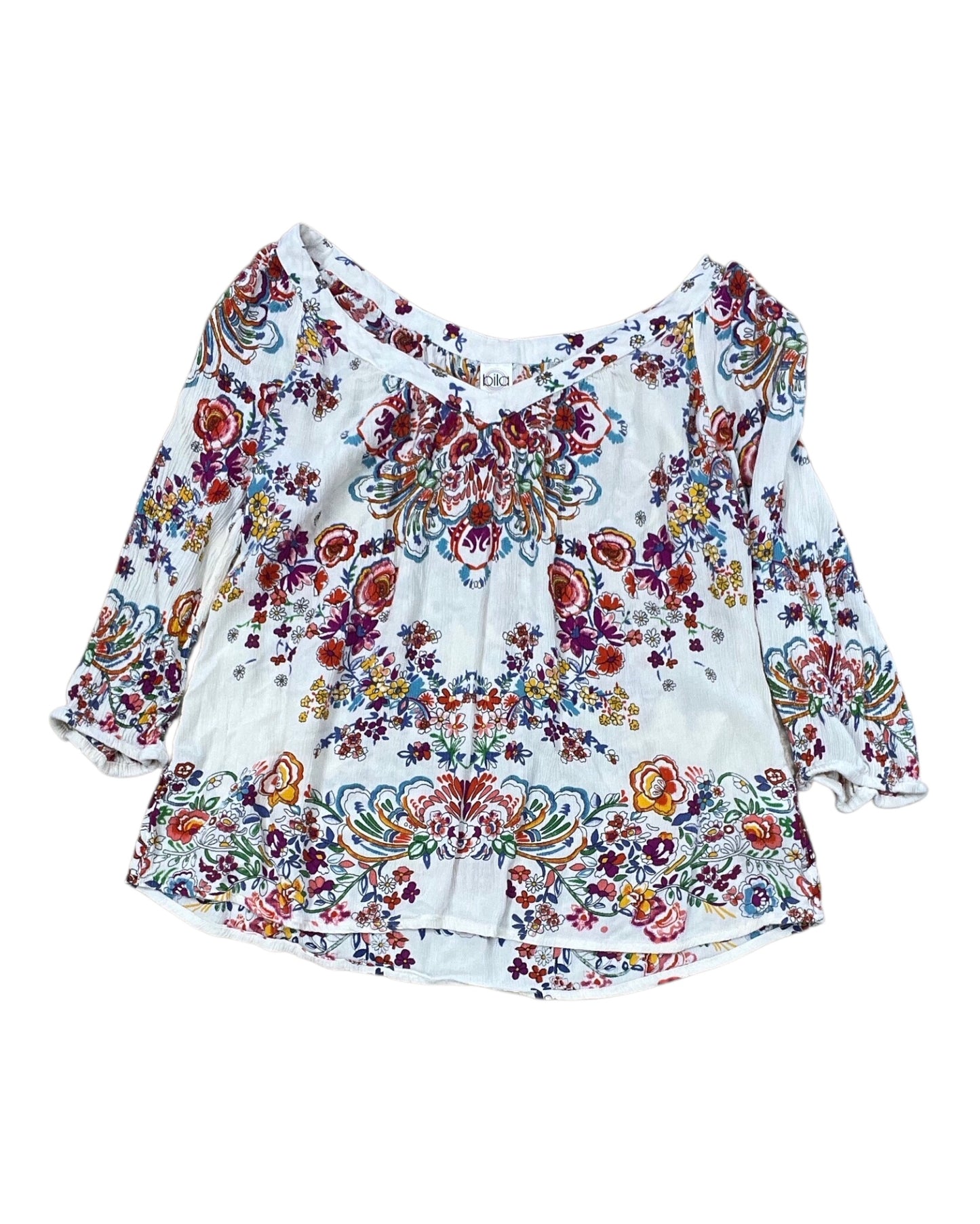 Top Ss By Bila In Cream & Pink, Size:M