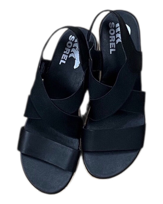 Sandals Heels Wedge By Sorel In Black, Size:6.5
