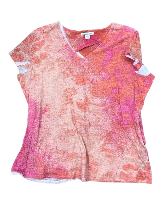 Top Ss By Coldwater Creek In Pink & Yellow, Size:1X