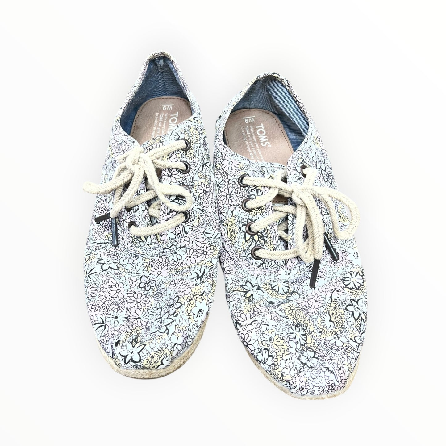 Shoes Flats By Toms In Pink & Yellow, Size:9