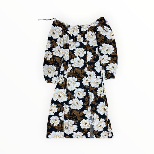 Dress Casual Midi By Old Navy In Brown & Cream, Size:M