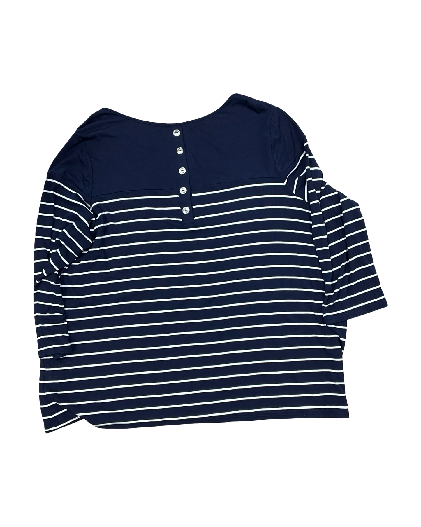 Top 3/4 Sleeve By Clothes Mentor In Blue & White, Size:3X