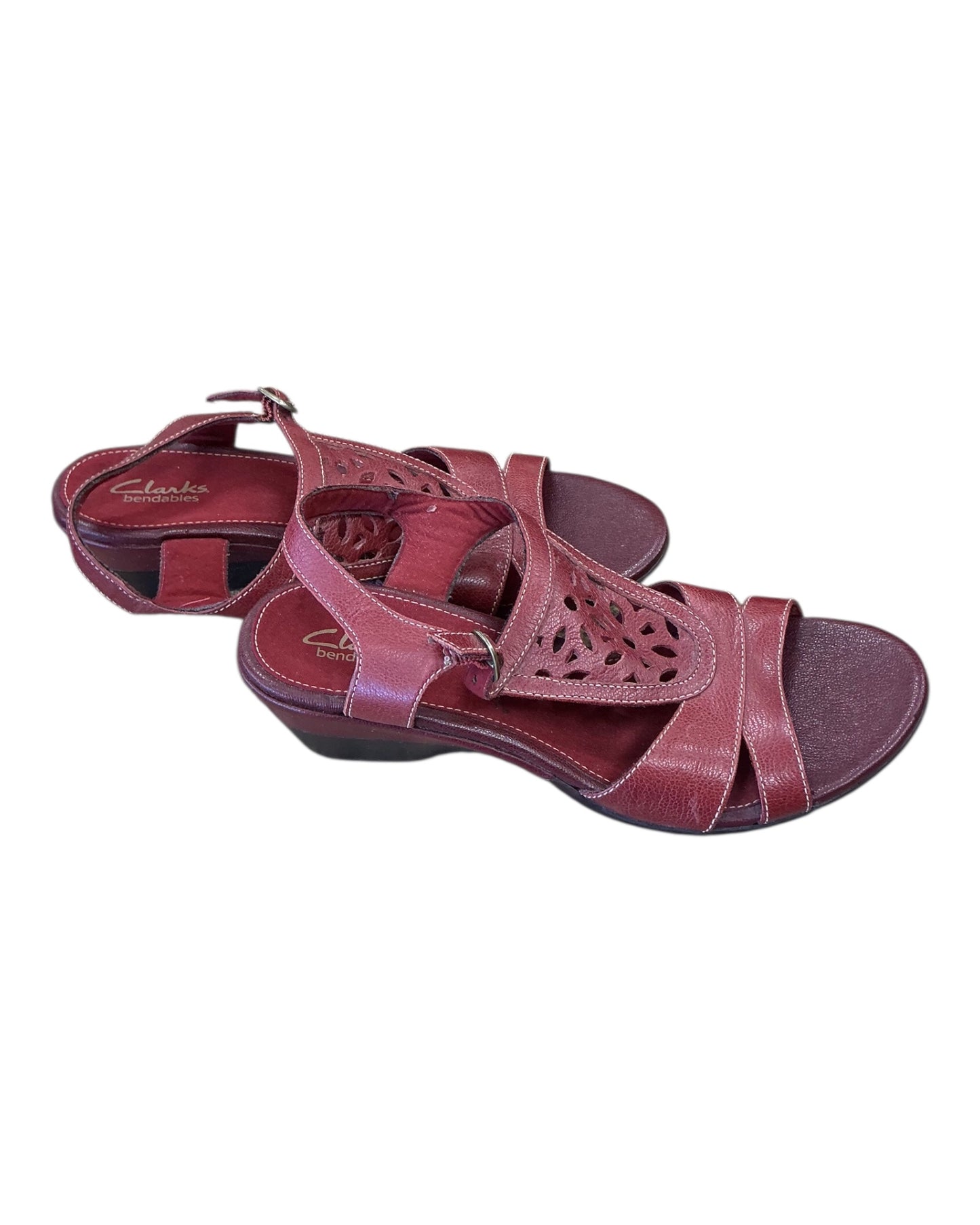 Sandals Heels Platform By Clarks In Red, Size:9
