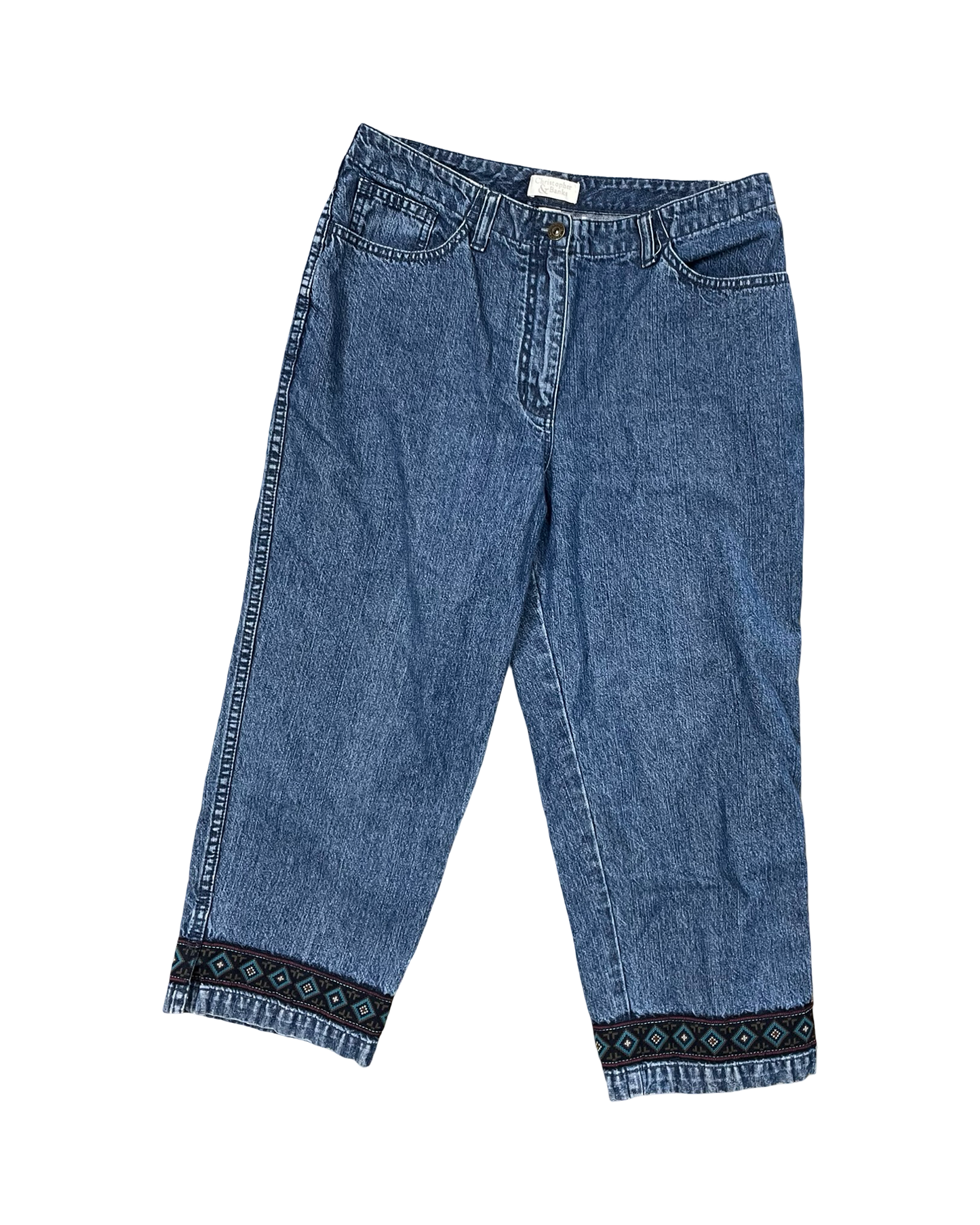 Jeans Cropped By Christopher And Banks In Blue Denim, Size:8