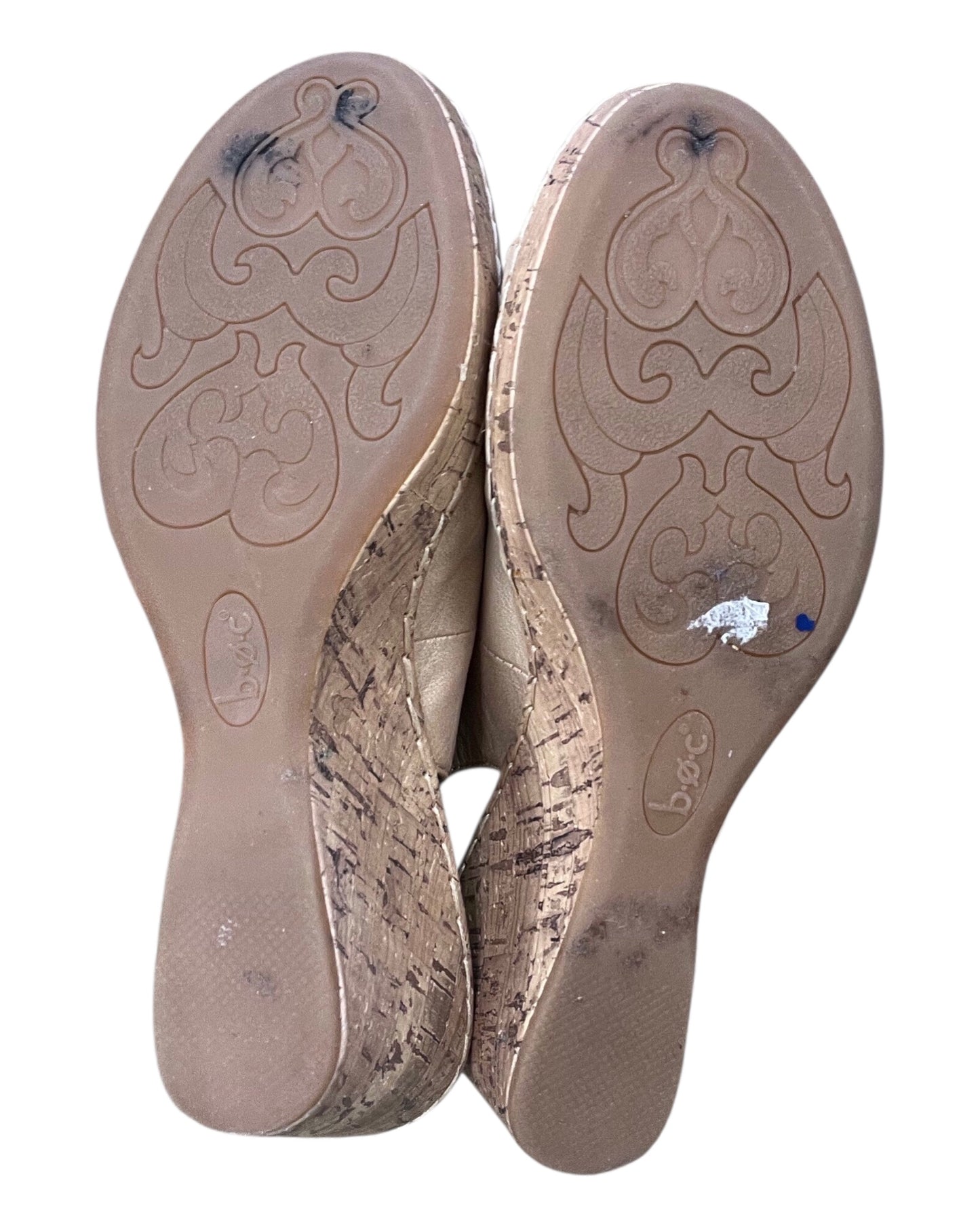 Sandals Heels Wedge By Boc In Tan, Size:8