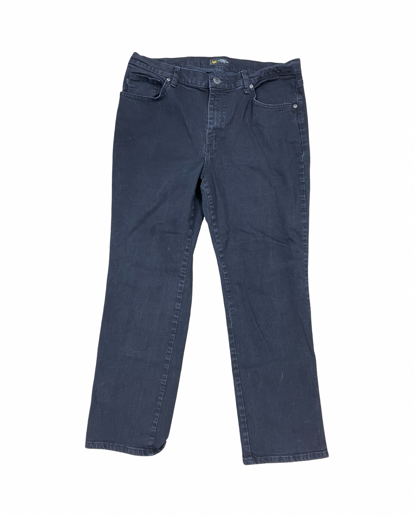 Jeans Straight By Lee In Black Denim, Size:16