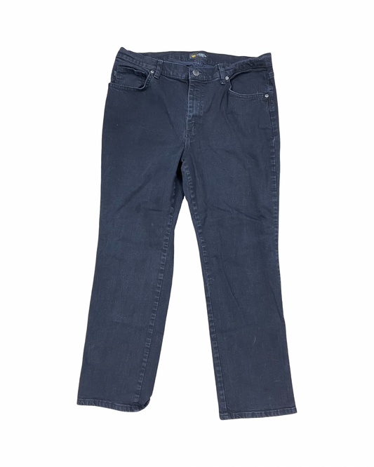 Jeans Straight By Lee In Black Denim, Size:16
