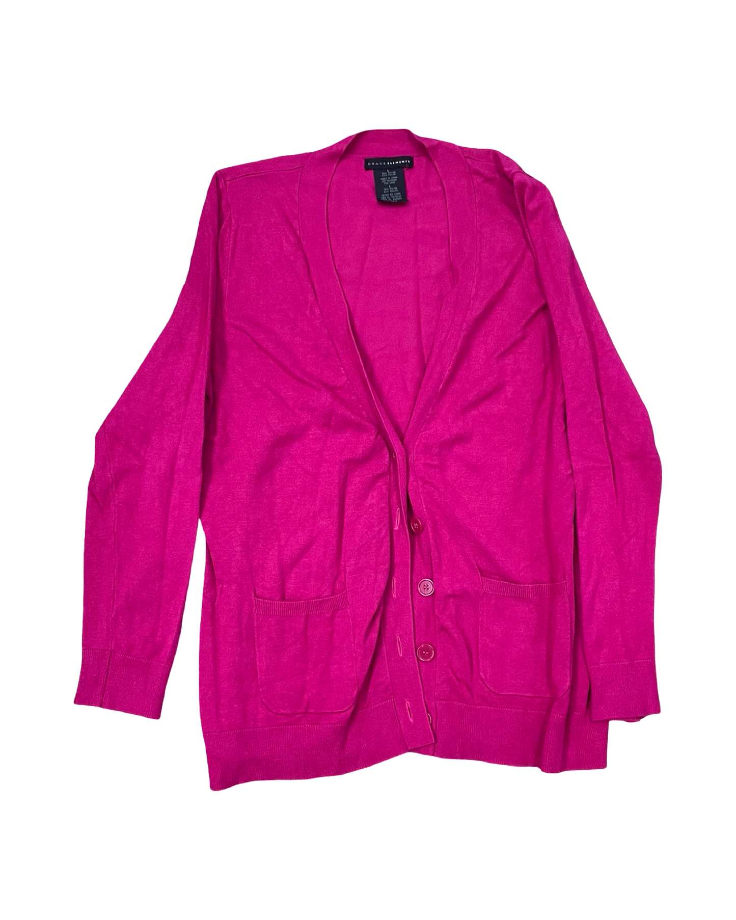 Cardigan By Grace Elements In Pink, Size:L