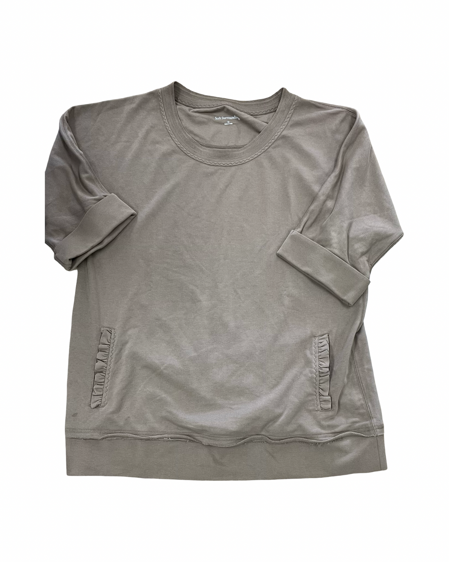 Top 3/4 Sleeve By Soft Surroundings In Brown, Size:1X
