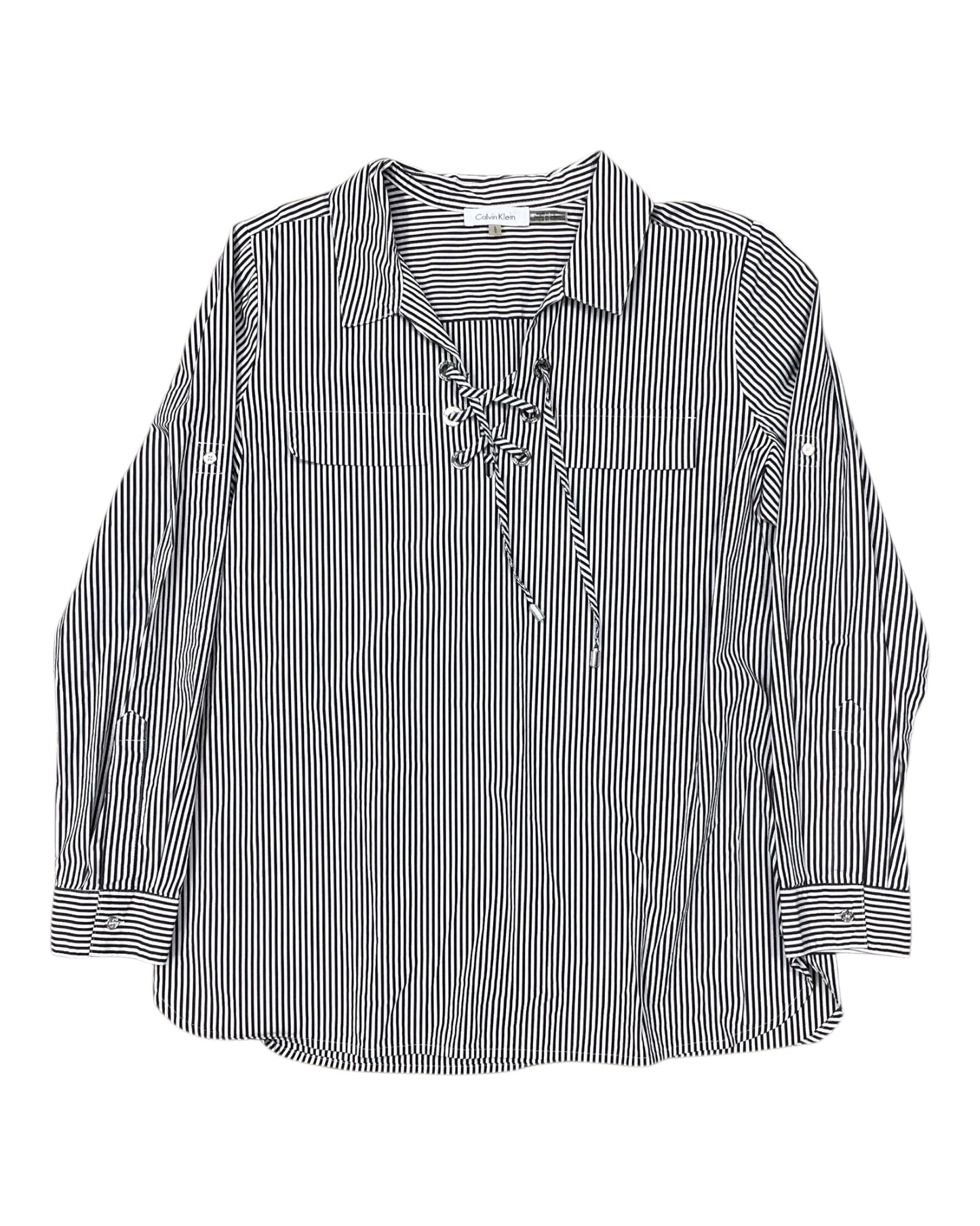 Top Ls By Calvin Klein In Black & White, Size:L