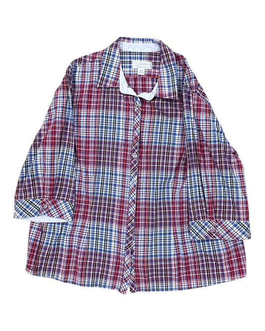 Blouse 3/4 Sleeve By Cj Banks In Red & White, Size:2X