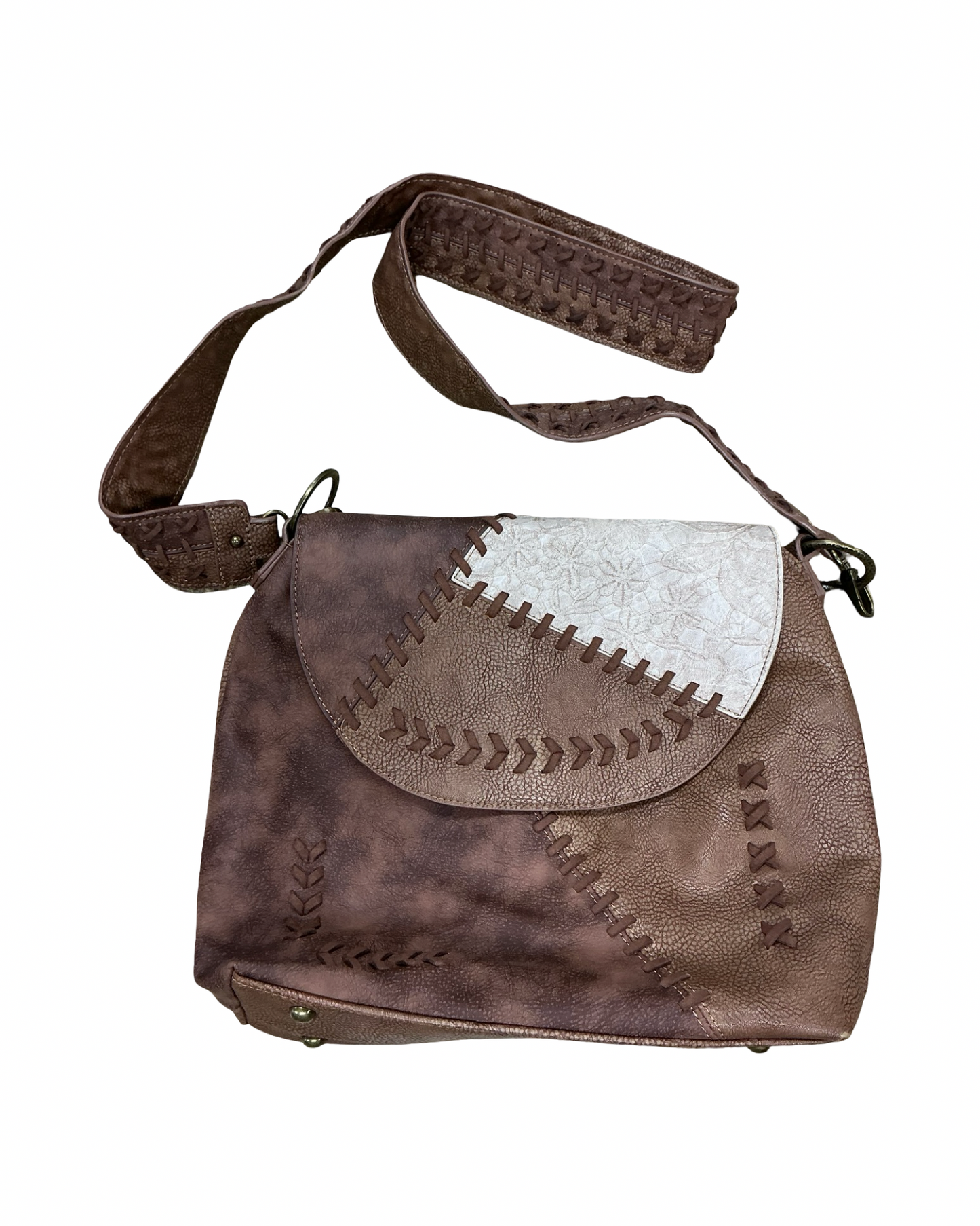 Crossbody By Clothes Mentor In Brown & Tan, Size:Medium