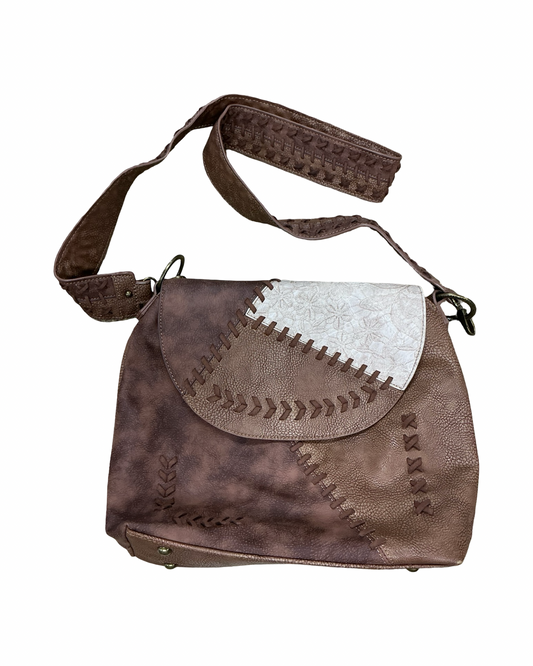 Crossbody By Clothes Mentor In Brown & Tan, Size:Medium