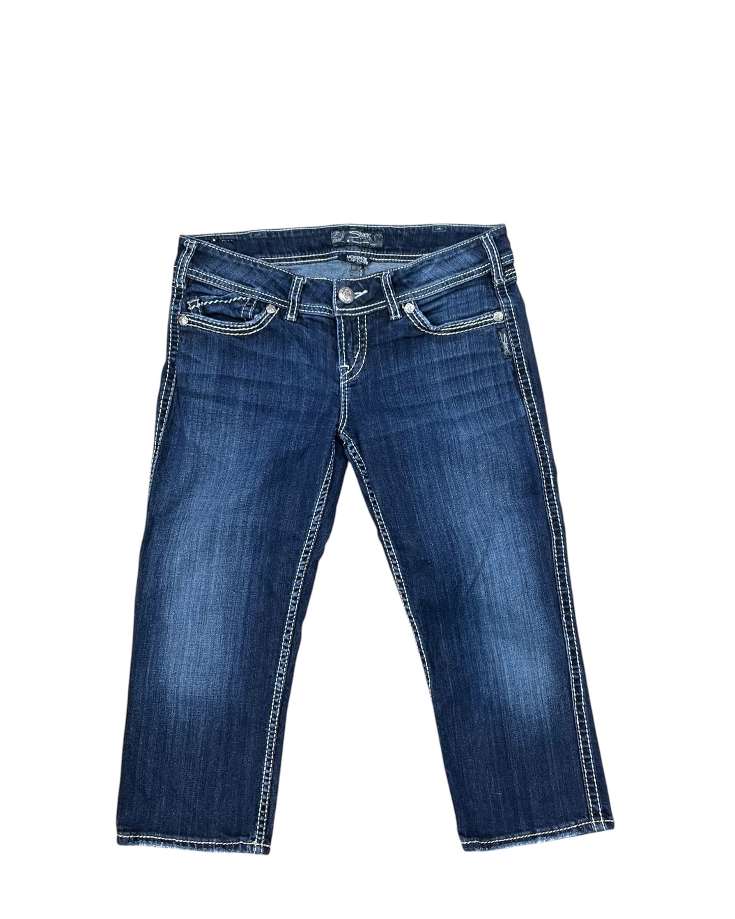 Jeans Cropped By Silver In Blue Denim, Size:10
