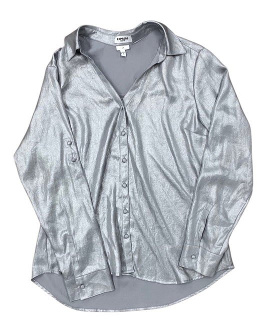 Blouse Ls By Express In Silver, Size:L