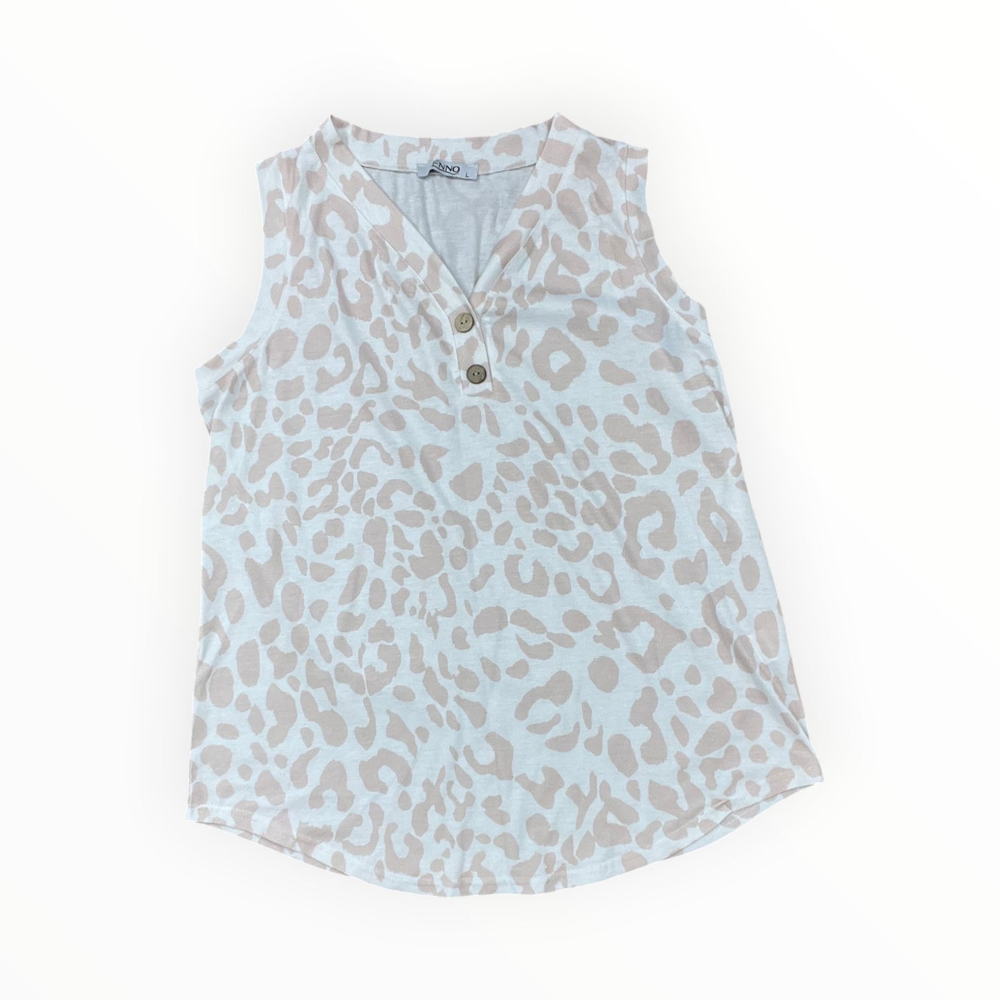 Top Sleeveless By Clothes Mentor In Tan & White, Size:L