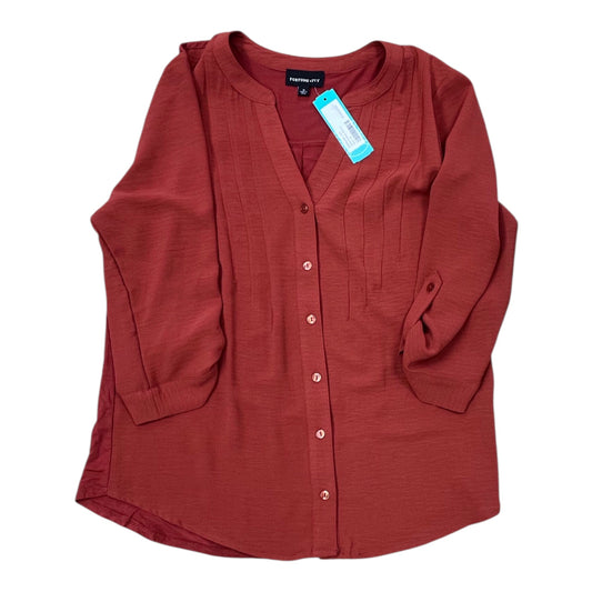 Top 3/4 Sleeve By Forwear In Orange, Size:M