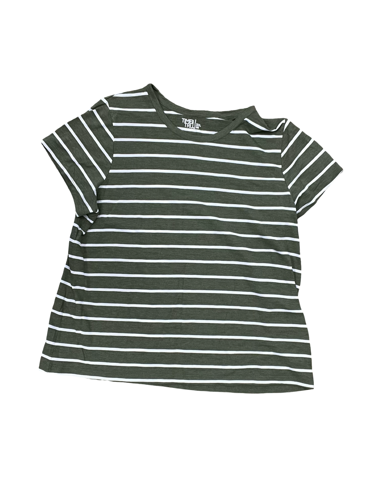 Top Ss By Time And Tru In Green & White, Size:1X