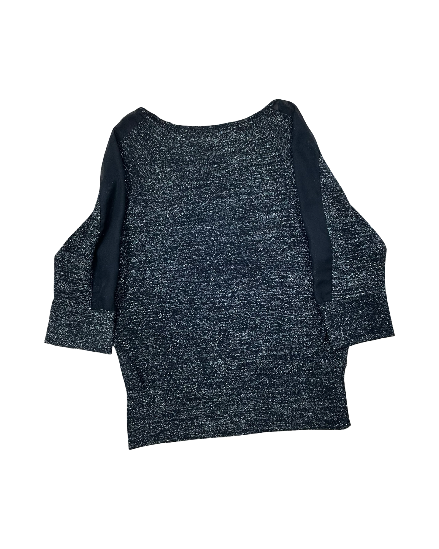 Top 3/4 Sleeve By By & By In Black & Silver, Size:L