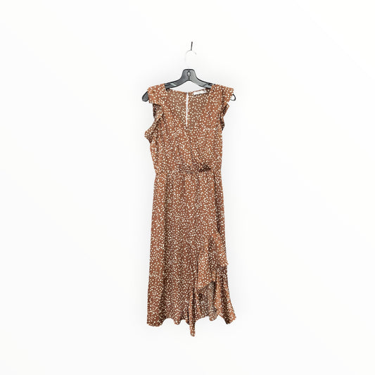 Dress Casual Midi By Lush In Brown & Cream, Size:S
