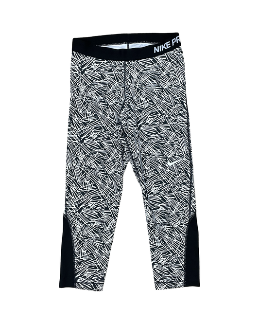Athletic Leggings By Nike In Black & White, Size:L