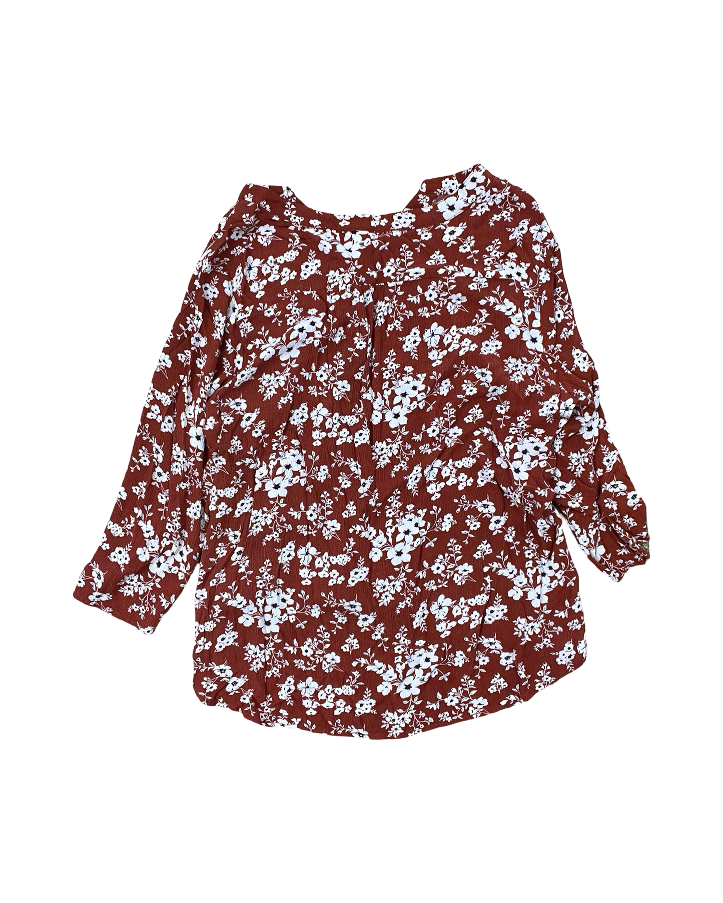 Top 3/4 Sleeve By Fun And Flirt In Orange & White, Size:2X