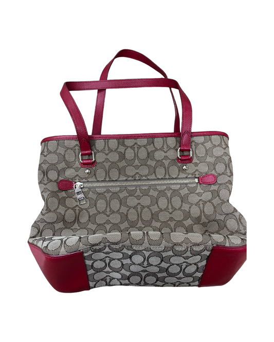 Handbag Designer By Coach In Red & Tan, Size:Medium