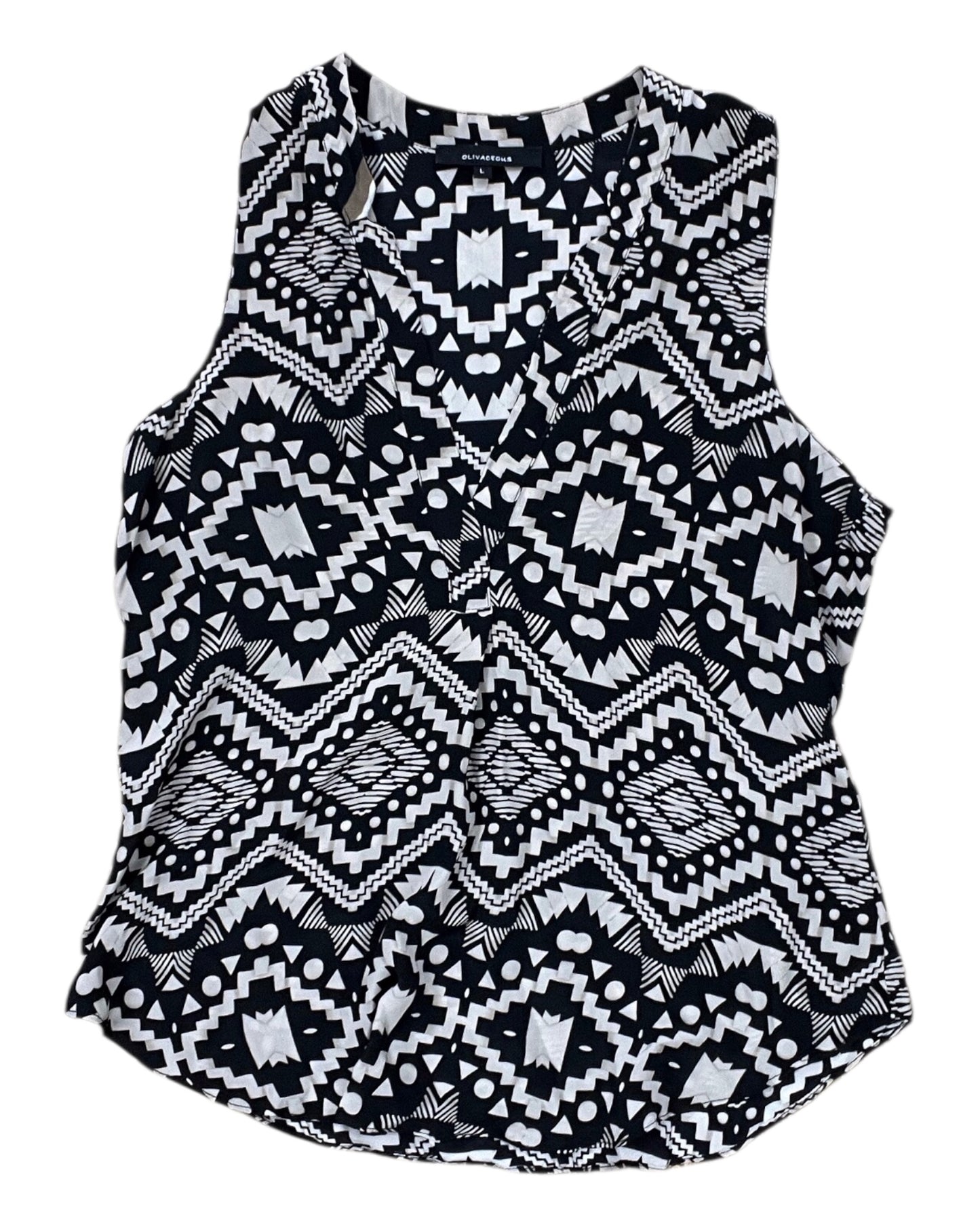 Top Sleeveless By Olivaceous In Black & Tan, Size:L