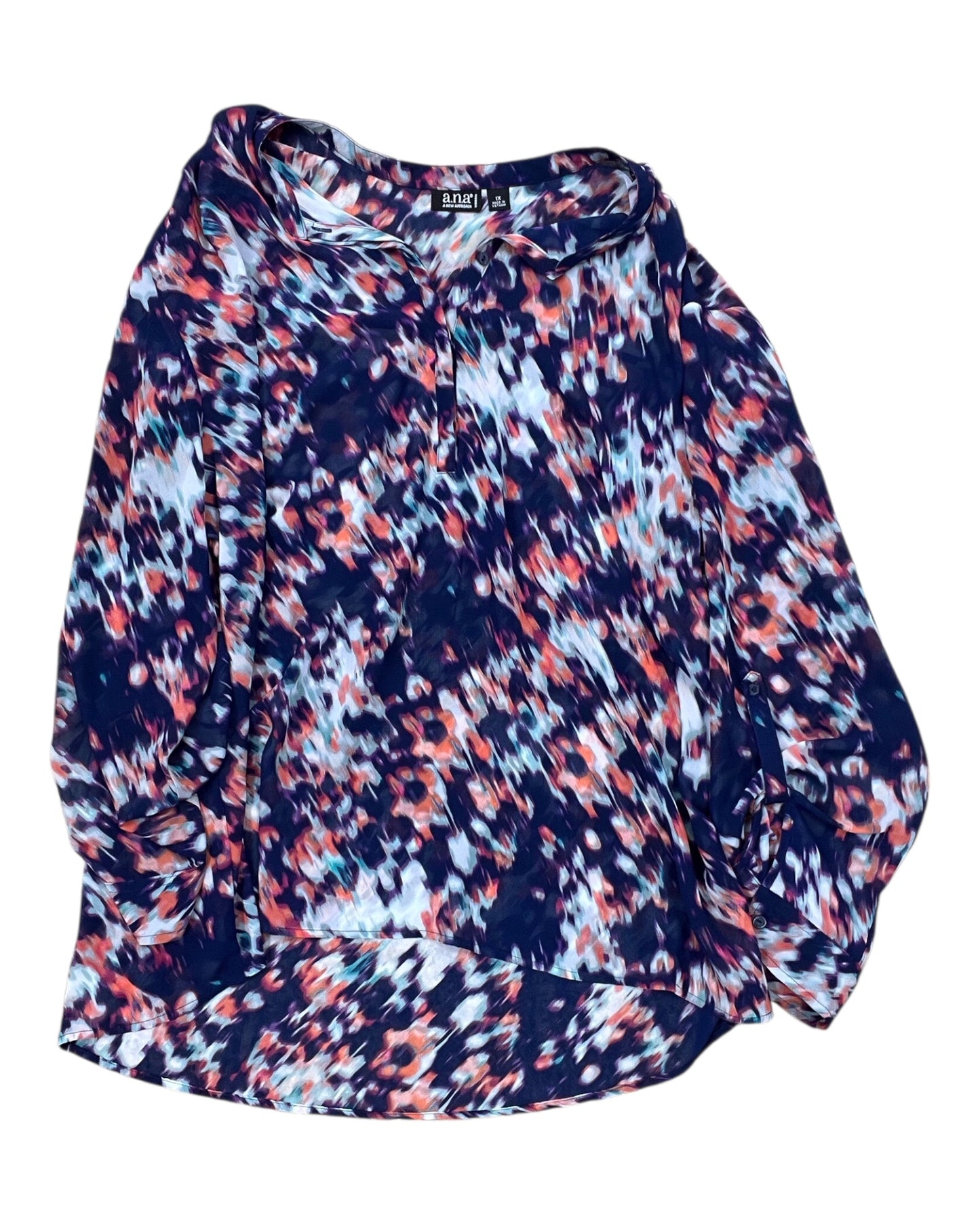 Top 3/4 Sleeve By Ana In Blue, Size:1X