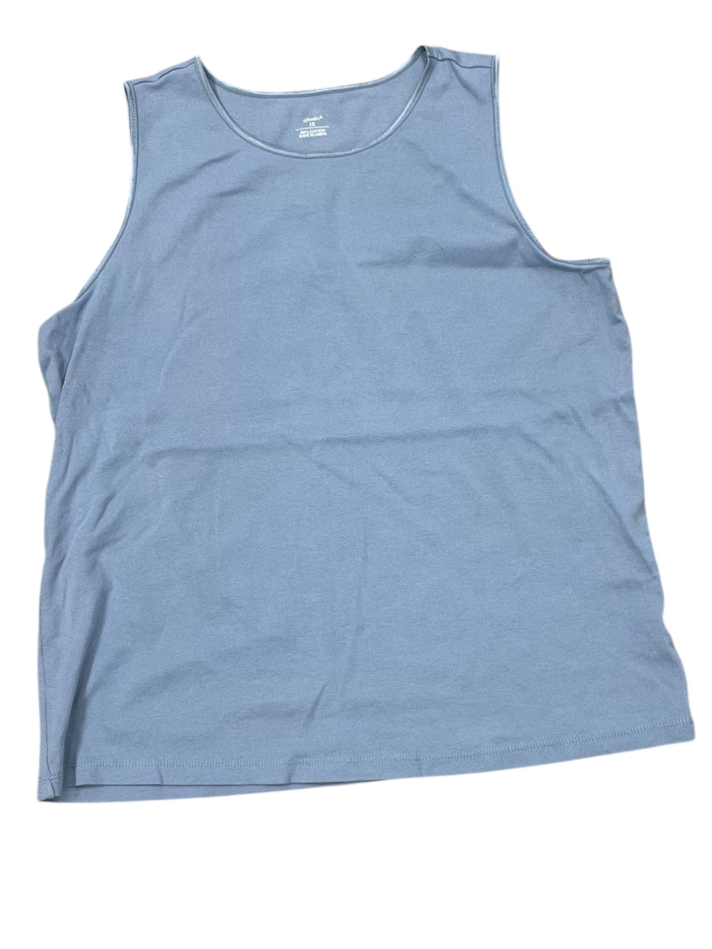 Top Sleeveless Basic By Cj Banks In Blue, Size:1X