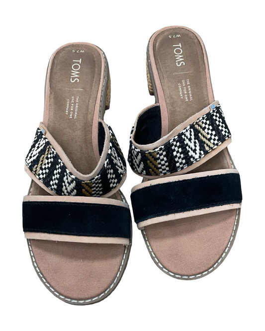 Sandals Flats By Toms In Black & Tan, Size:7.5
