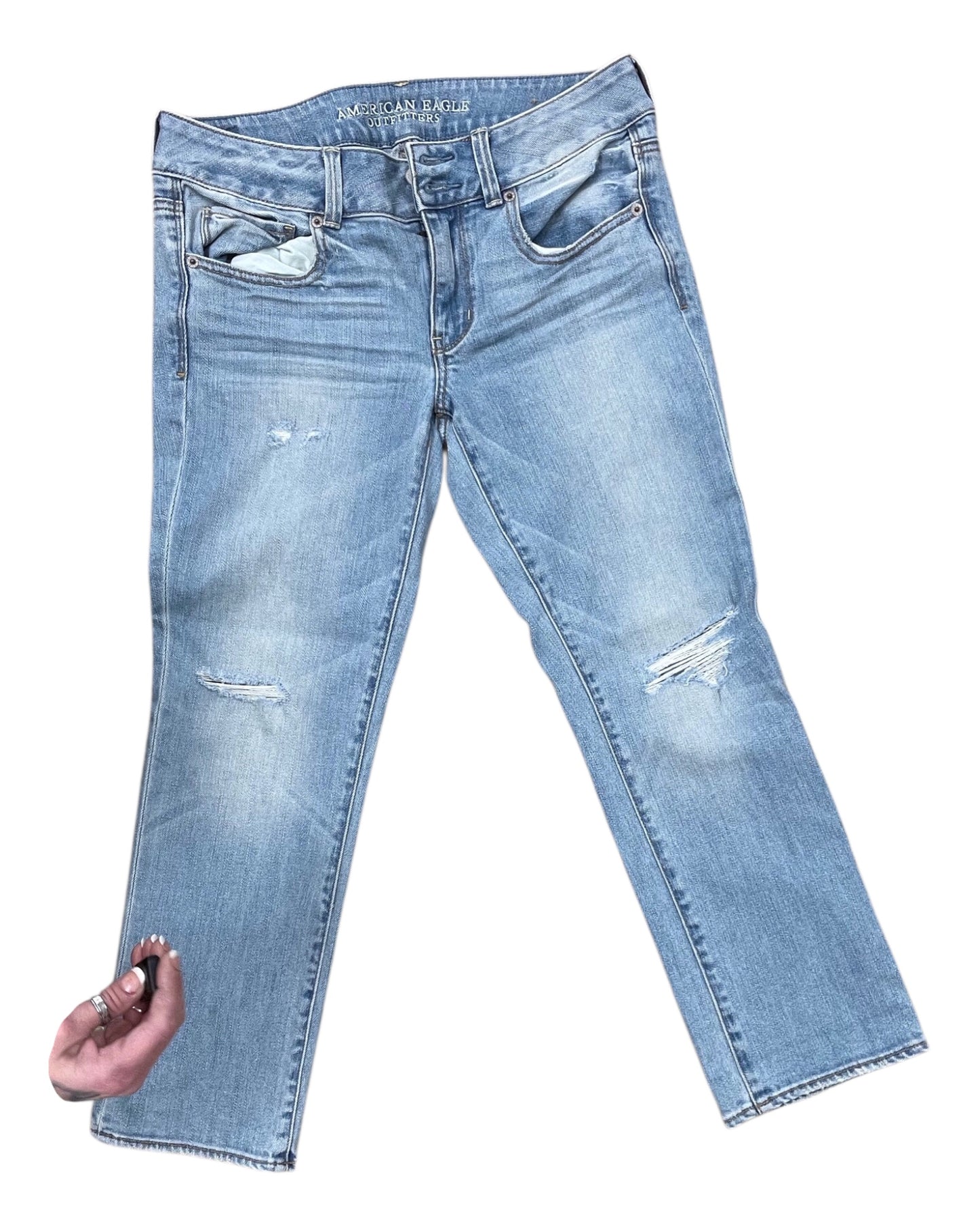 Jeans Straight By American Eagle In Blue Denim, Size:6