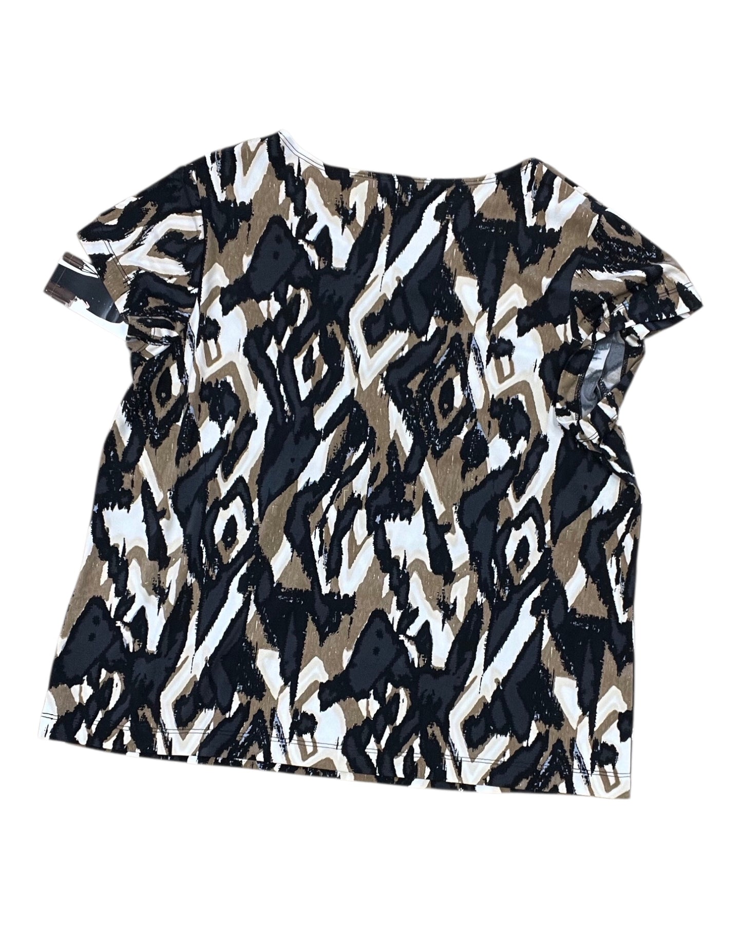 Top Ss By Laura Ashley In Black & Tan, Size:1X