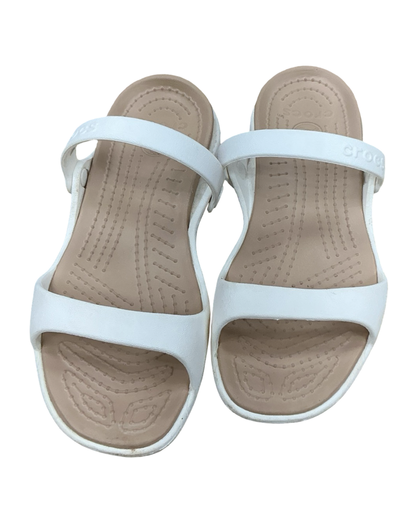Sandals Flats By Crocs In White, Size:9