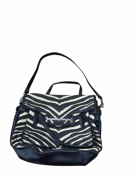 Handbag Designer By Coach In Black & Cream, Size:Large