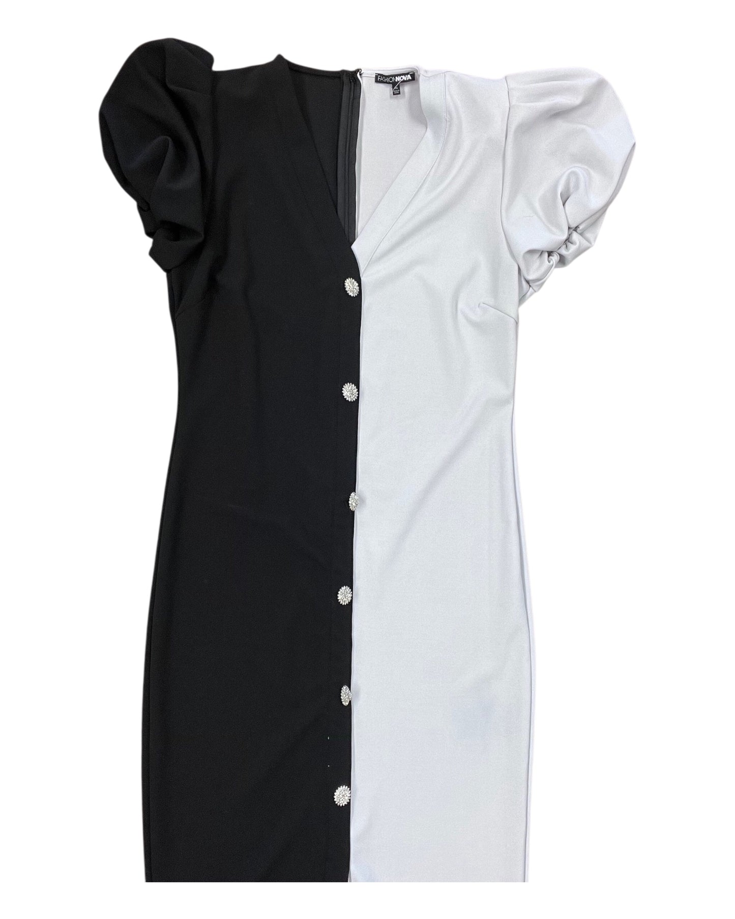 Dress Party Long By Fashion Nova In Black & White, Size:1X
