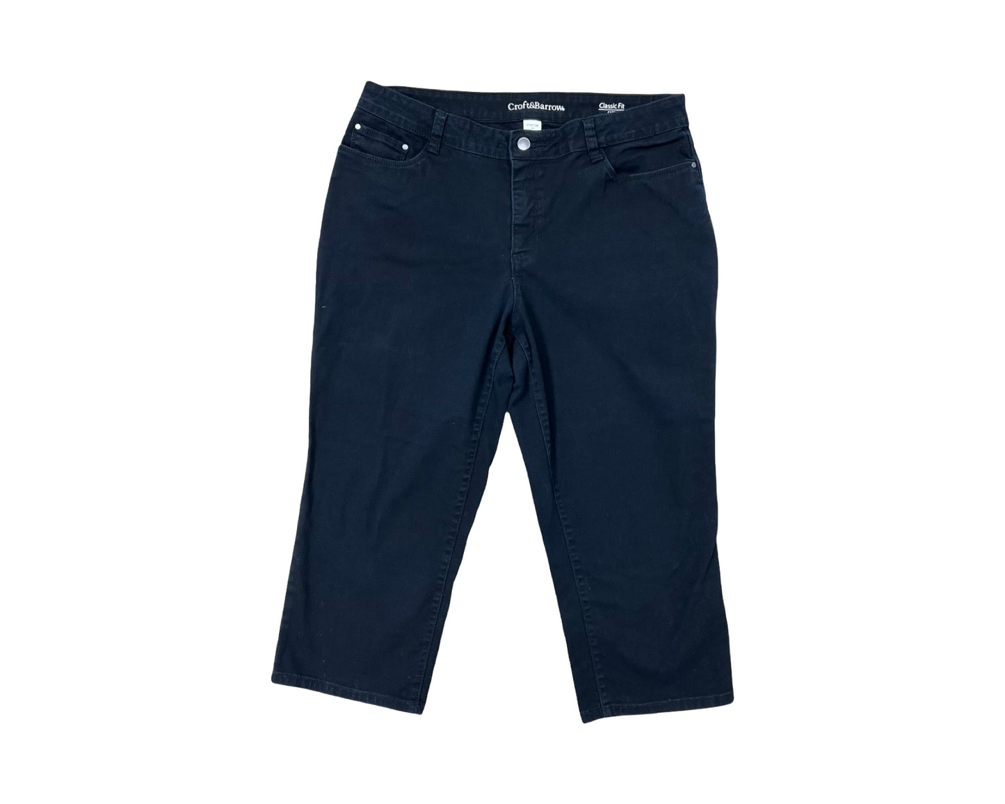 Jeans Cropped By Croft And Barrow In Black Denim, Size:14