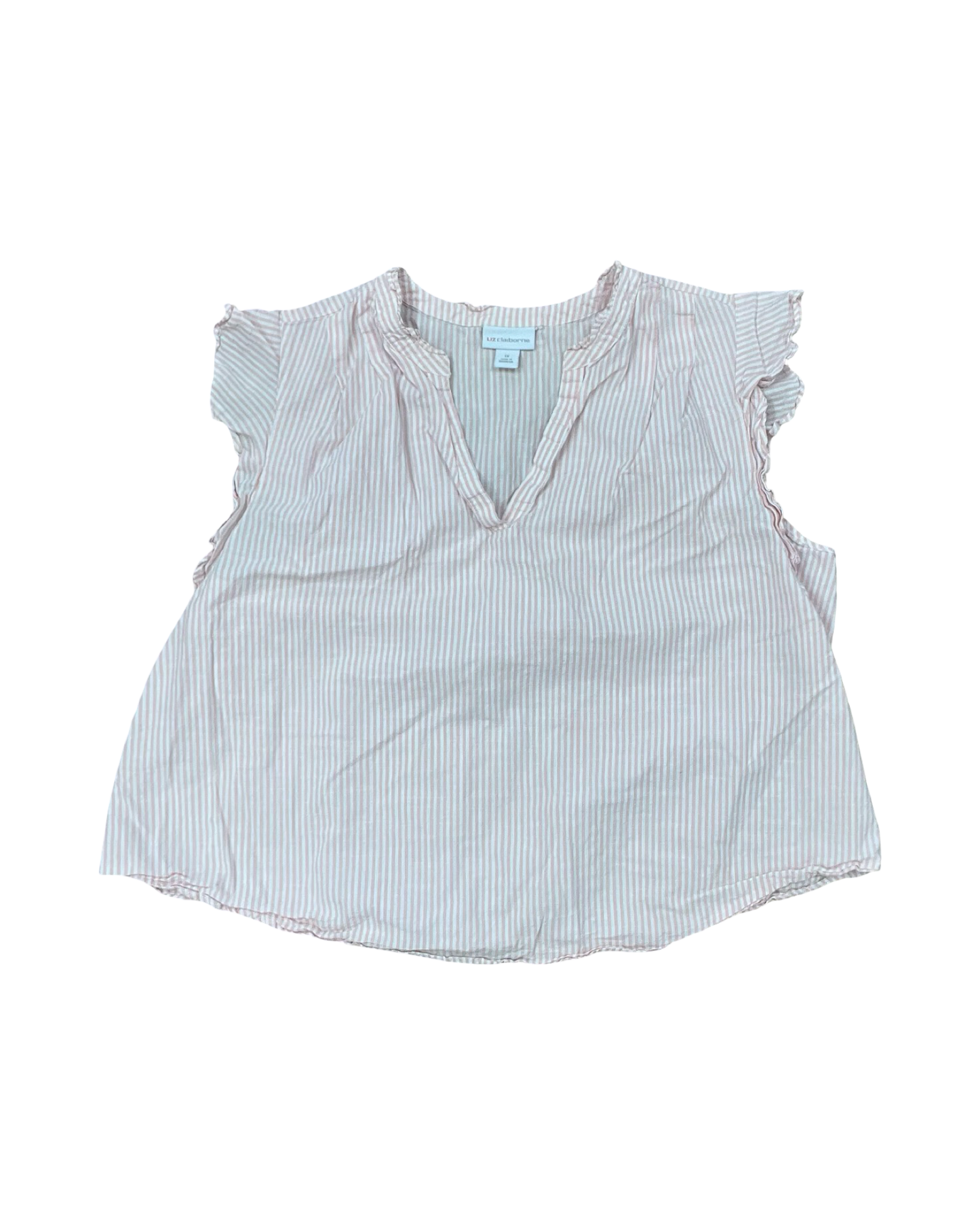 Top Ss By Liz Claiborne In Pink & White, Size:1X
