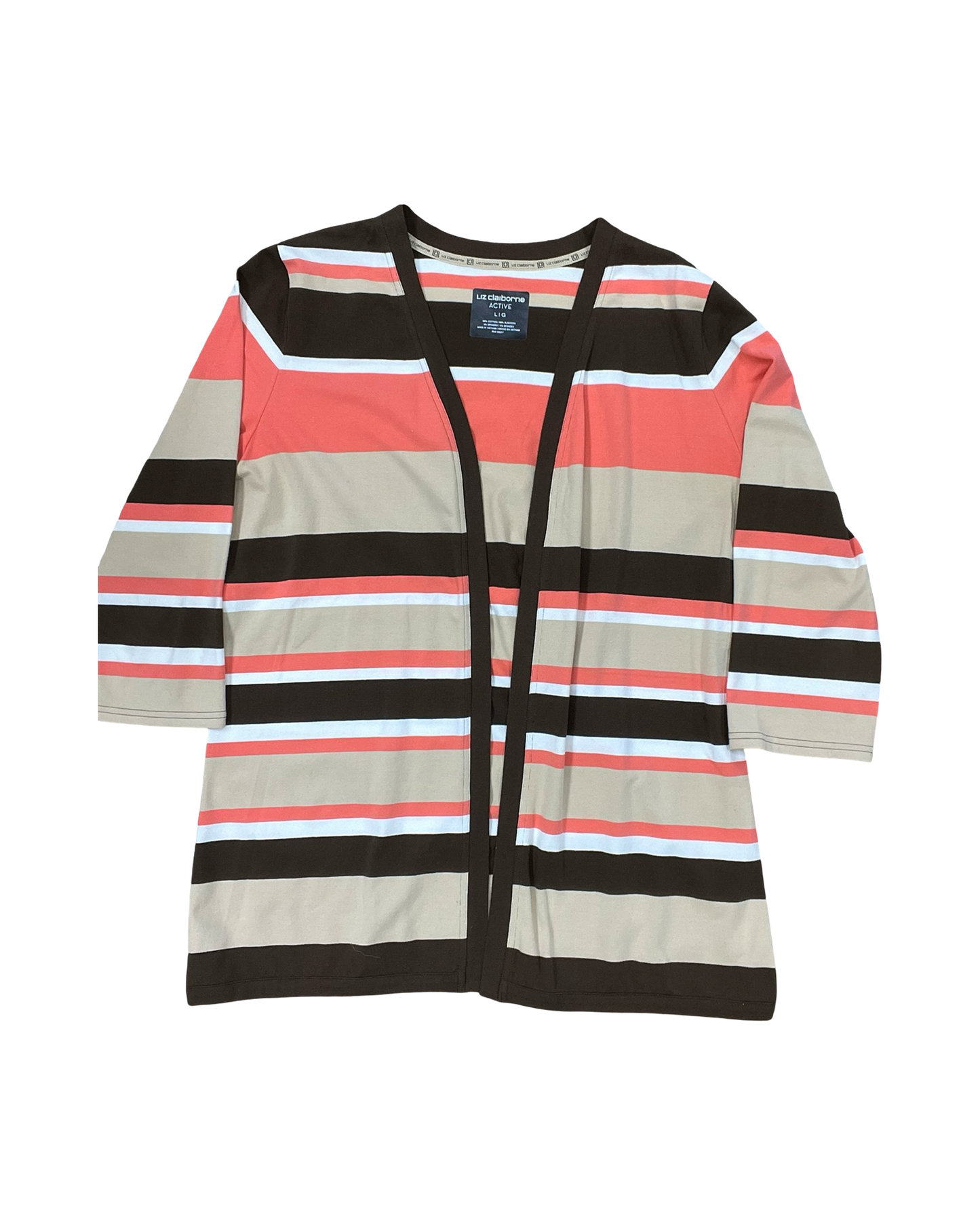 Cardigan By Liz Claiborne In Brown & Orange, Size:L