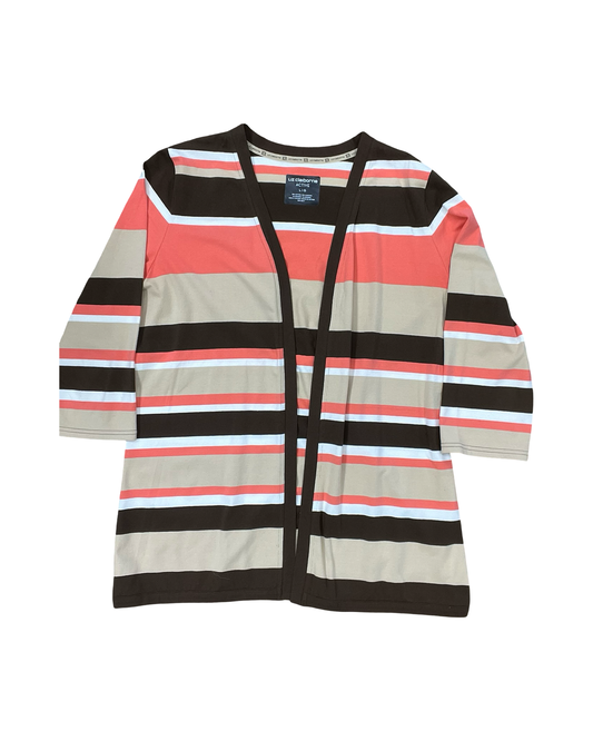 Cardigan By Liz Claiborne In Brown & Orange, Size:L