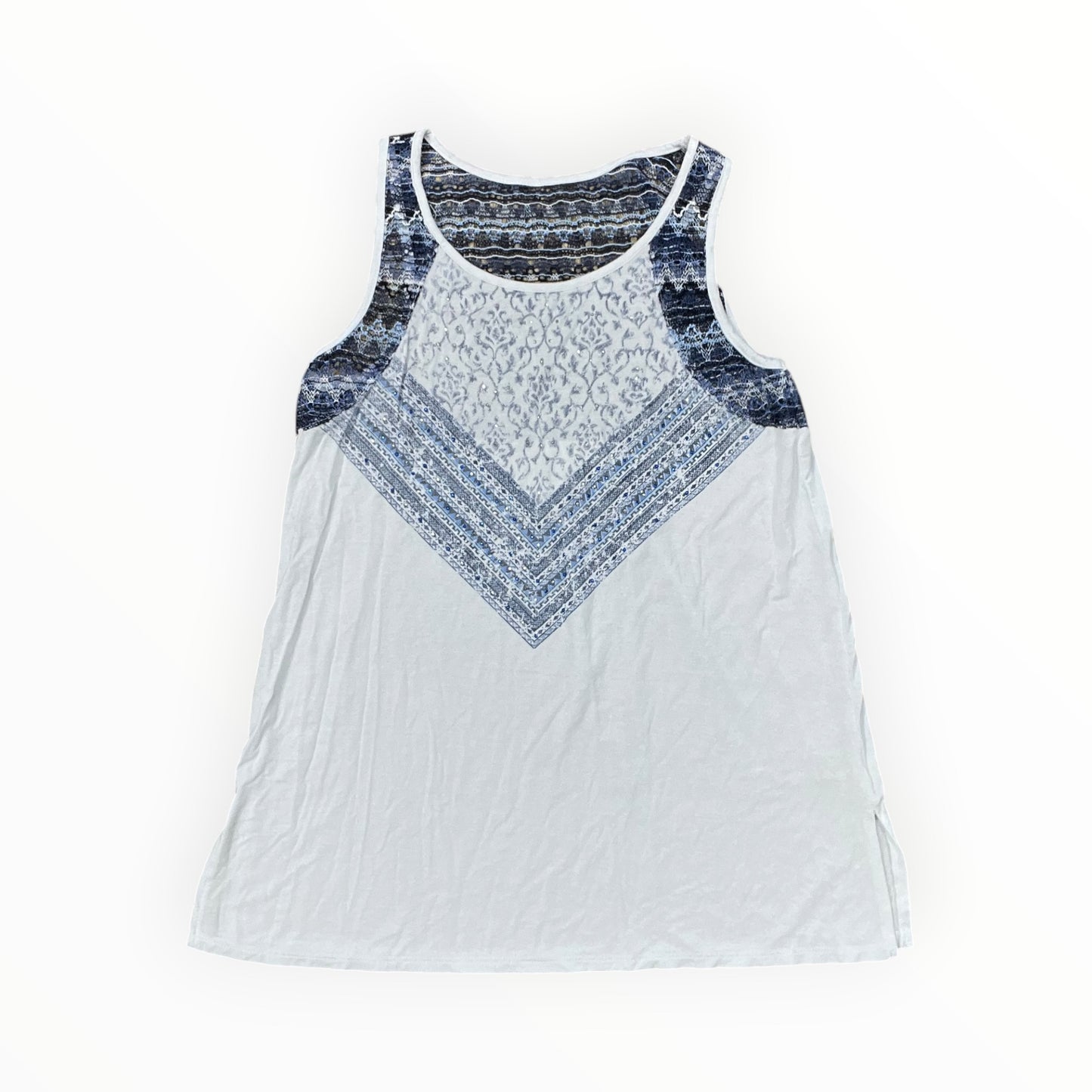 Top Sleeveless By Tru Self In Blue & White, Size:M