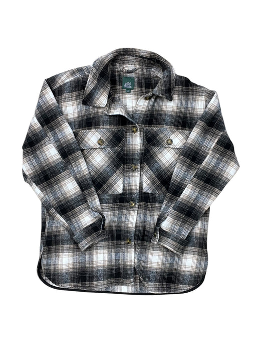 Jacket Shirt By Wild Fable In Brown & Cream, Size:M