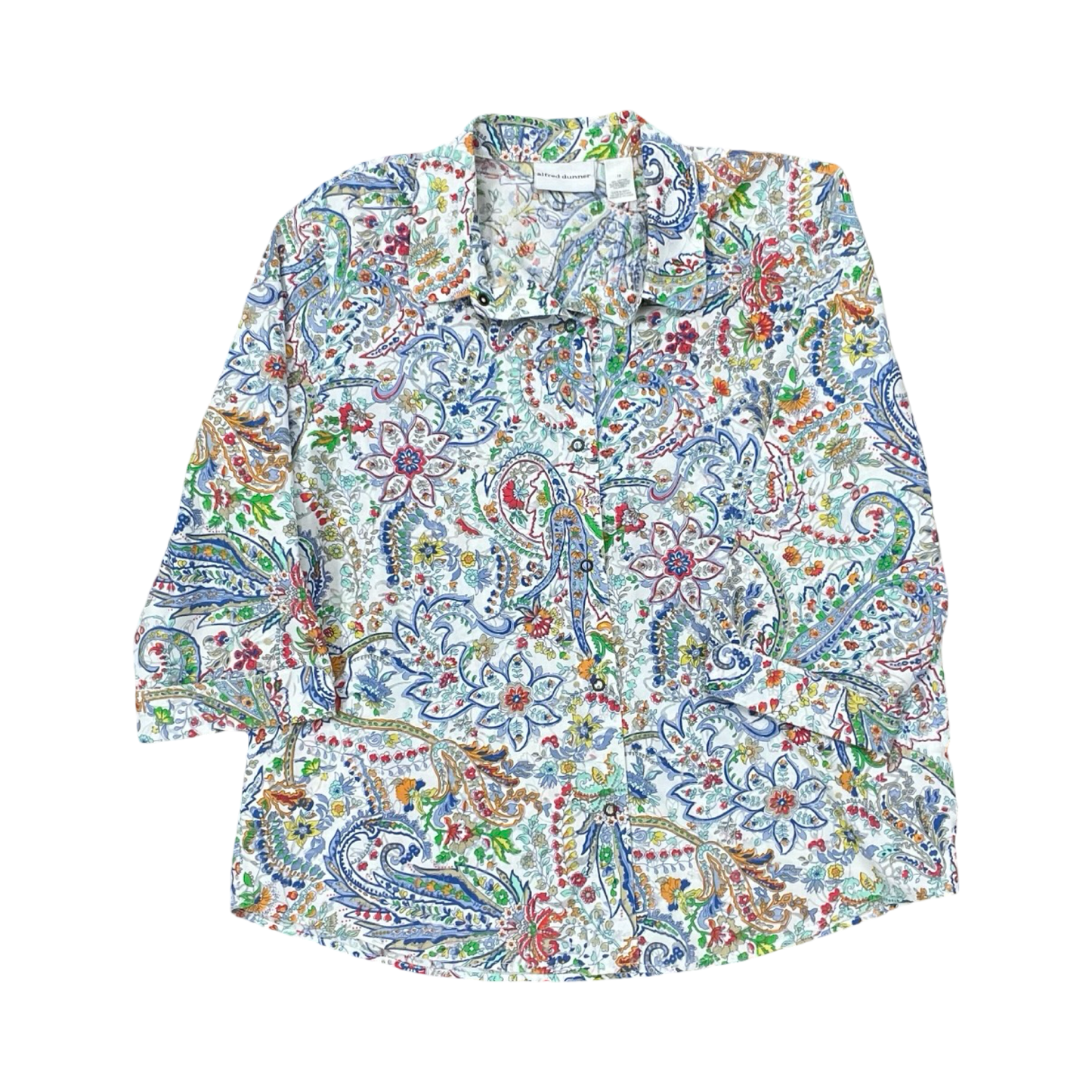 Blouse 3/4 Sleeve By Alfred Dunner In Multi, Size:1X