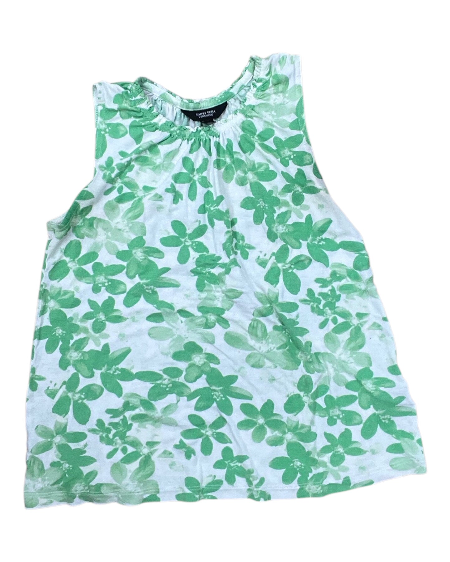 Top Sleeveless By Simply Vera In Green & White, Size:Xs