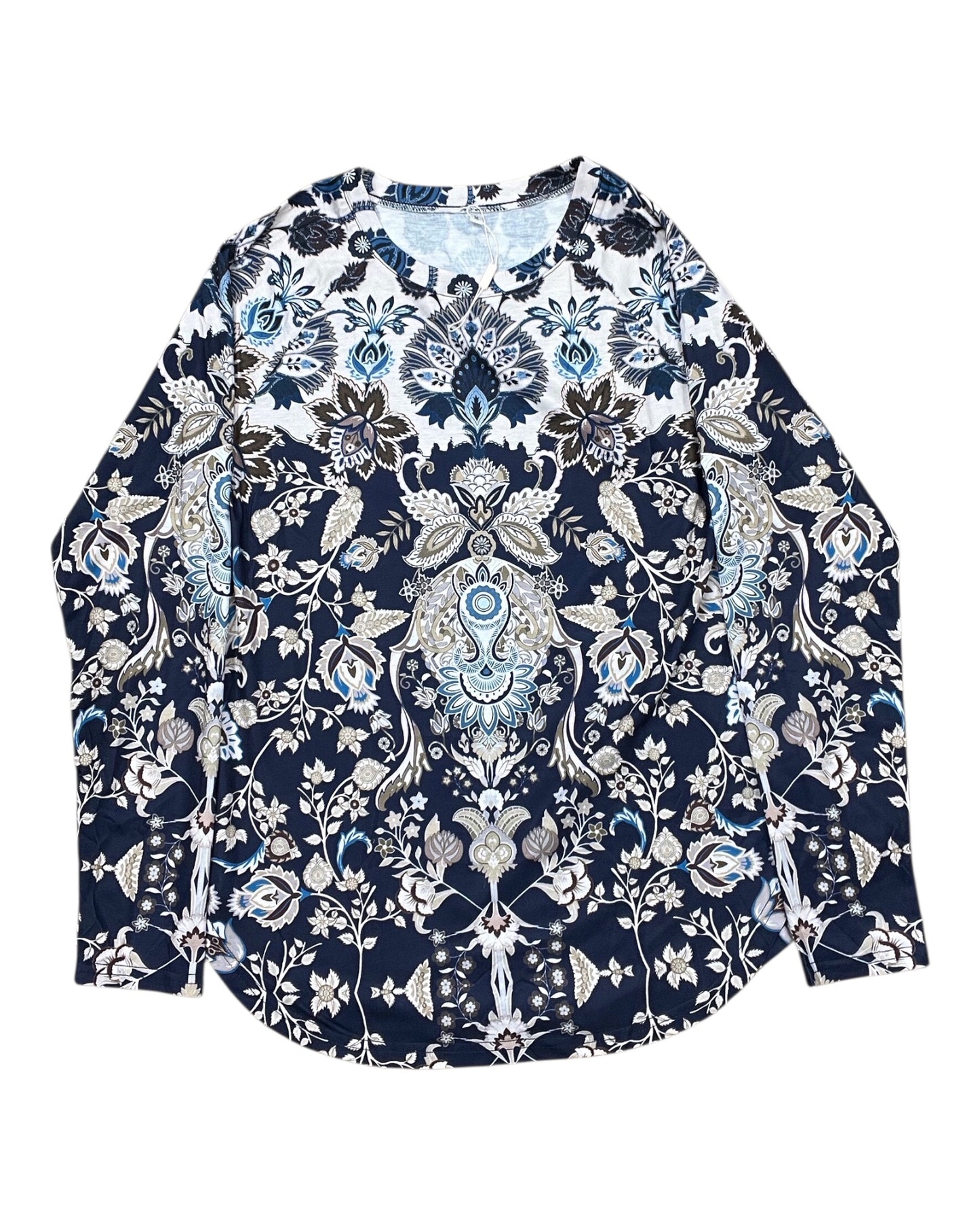 Top Ls By Clothes Mentor In Blue & Tan, Size:M