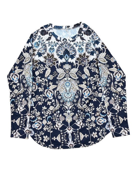 Top Ls By Clothes Mentor In Blue & Tan, Size:M