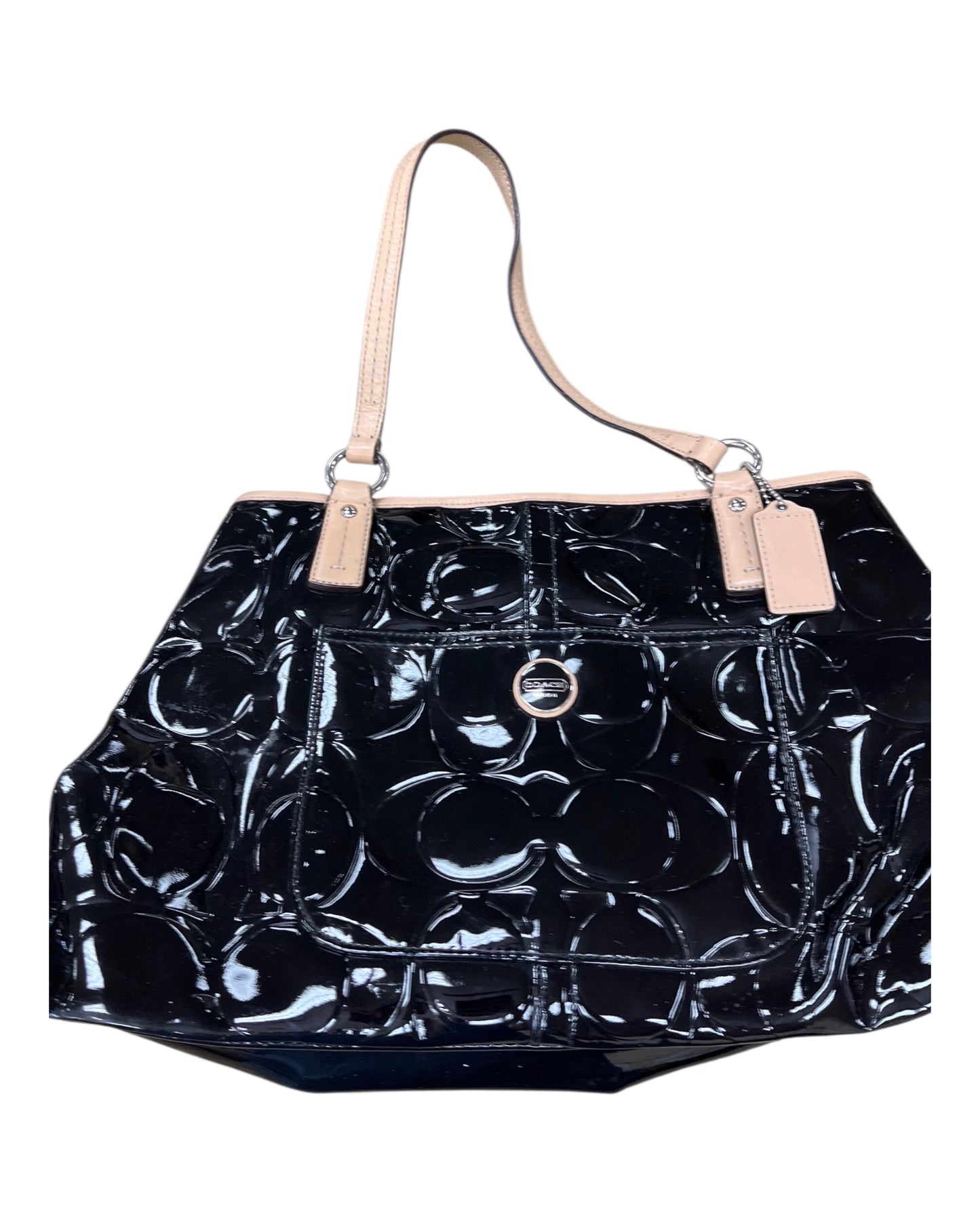 Handbag Designer By Coach In Black & Tan, Size:Medium